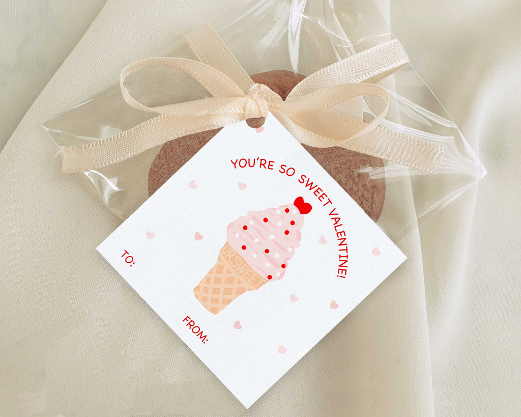 PRINTABLE Classroom Valentines Ice Cream Cone Valentine Kid's Scho