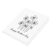 Simple black and white sketch drawing of flowers with inscription Happy Mother's Day.