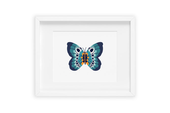 Blue Modern Butterfly Art Print