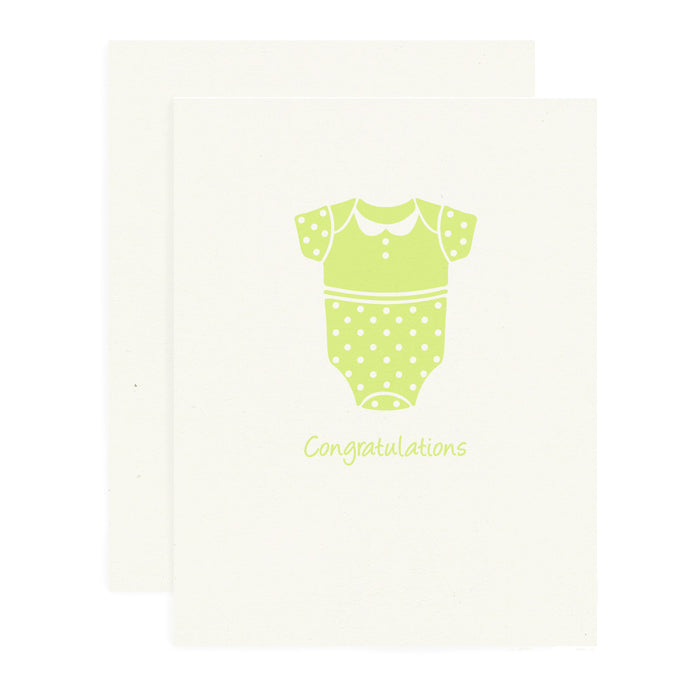 Hand drawing of a baby onesie screen printed in pale green, blank inside.