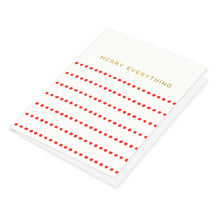 Simple and elegant red dot Merry Everything holiday greeting card.