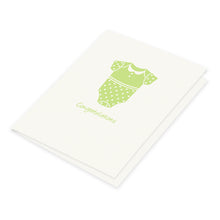 Hand drawing of a baby onesie screen printed in pale green, blank inside.