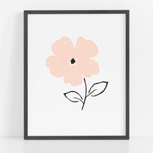 Peach flower with black stem hand drawn giclee art print.