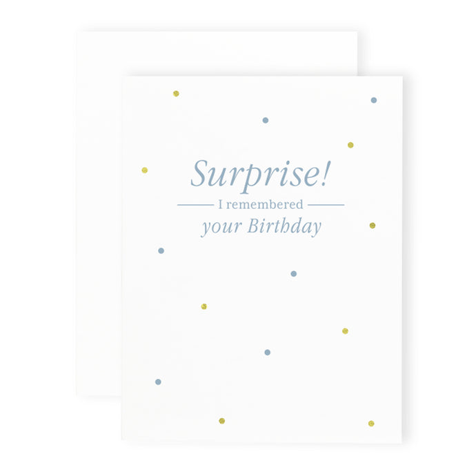 Surprise I remembered your birthday greeting card.