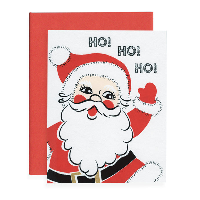 Santa character Ho Ho Ho holiday greeting card.