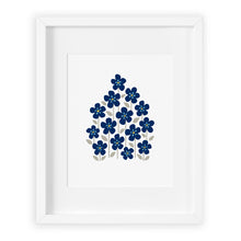 Scandinavian style blue flower violets in the garden art print.