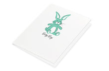 Baby Boy Bunny Card | Gender Reveal Card | Baby Shower Card | Birth Announcement | Pregnancy Announcement | Congratulations New Baby Card