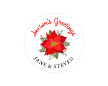 Personalized Poinsettia Sticker | Personalized Christmas Party Favor Sticker | Sticker Favor | Kids Christmas Party Favor Sticker