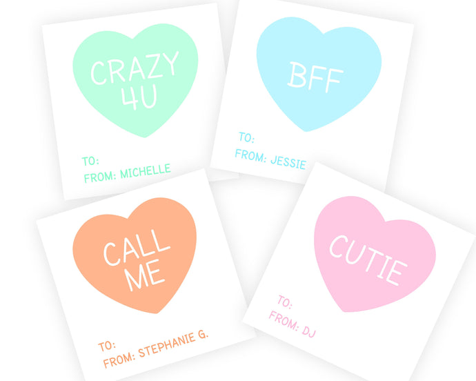 Personalized Sweethearts Valentine's Day Favor Tag  | Classroom Valentine's Day Party Tags | Preppy Valentine Gift Tag