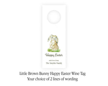 Personalized Easter Wine Tags | Brown Bunny Happy Easter Wine Tag Set | Easter Favor Tag | Preppy Easter Wine Tag