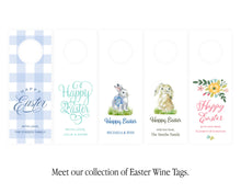 Personalized Easter Wine Tags | Blue Bow Bunny Happy Easter Wine Tag Set | Easter Favor Tag | Preppy Easter Wine Tag