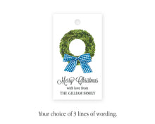 PRINTABLE PDF Preppy Wreath with Blue Bow Gift Tag | Christmas  Gift Tag | Personalized Christmas Tags | Preppy Custom Printable Gift Tag