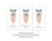 Personalized Pink Ornament Christmas tag  | Personalized Christmas Gift Tags