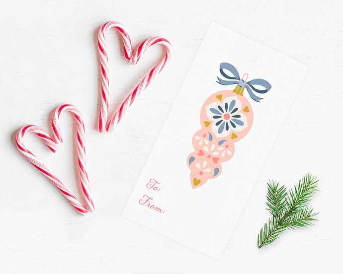 Pink Ornament Gift tag  | Christmas Gift Tags