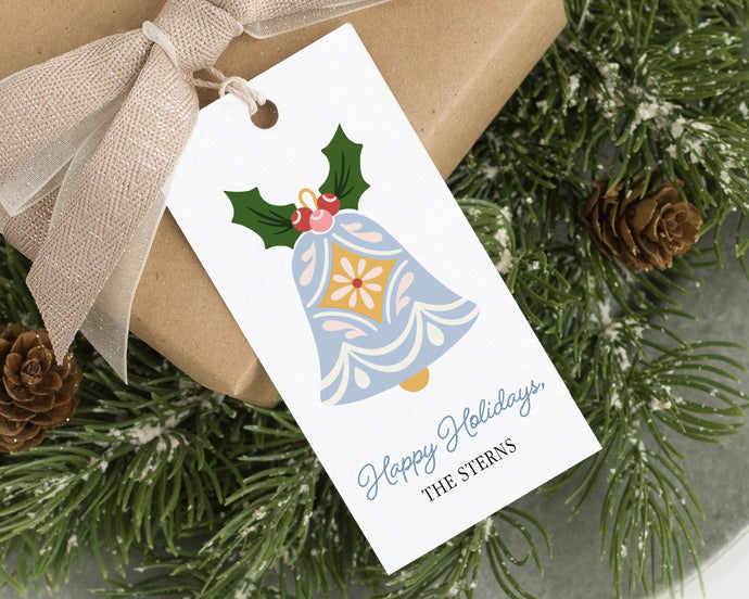 Personalized Blue Bell Ornament Christmas tag  | Personalized Christmas Gift Tags