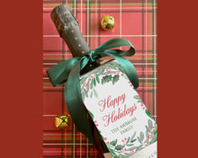 Winter Greens Border Personalized Wine Tags | Personalized Christmas Wine Gift Tag |  Preppy Christmas Wine Tag | Christmas Custom Wine Tag