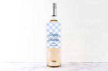 Blue Gingham Personalized Wine Tags | Christmas Wine Gift Tag | Preppy Wine Tag |  Custom Christmas Wine Tag