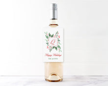 Winter Greens Initial Wine Tags | Personalized Christmas Wine Gift Tag |  Preppy Christmas Wine Tag | Christmas Custom Wine Tag