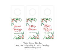 Winter Greens Personalized Wine Tags | Personalized Christmas Wine Gift Tag |  Preppy Christmas Wine Tag | Christmas Custom Wine Tag