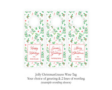 Jolly Christmas Greens Personalized Wine Tags | Personalized Christmas Wine Gift Tag |  Preppy Christmas Wine Tag | Custom Wine Tag