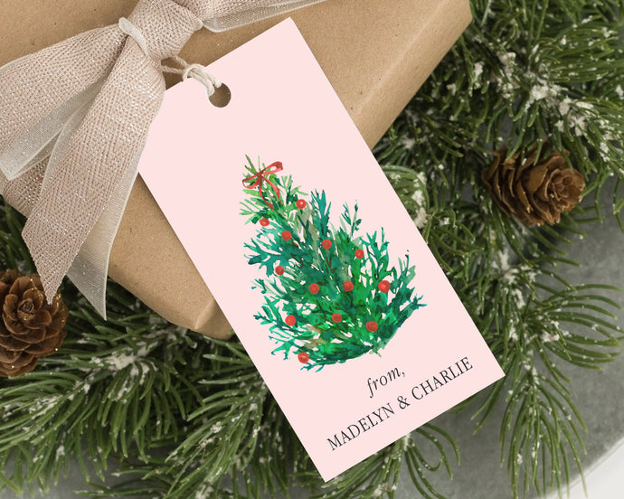 Personalized Pink Christmas Tree tags  | Personalized Christmas Gift Tags | Preppy Christmas Tags | Gift Tag