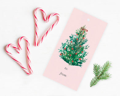 Pink Christmas Tree Gift tag  | Christmas Gift Tags | Preppy Gift Tags