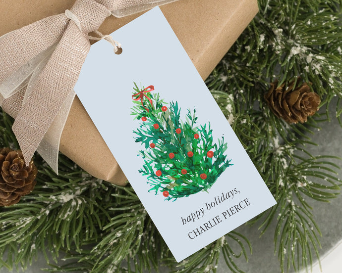 Personalized Blue Christmas Tree tags  | Personalized Christmas Gift Tags | Preppy Christmas Tags | Gift Tag