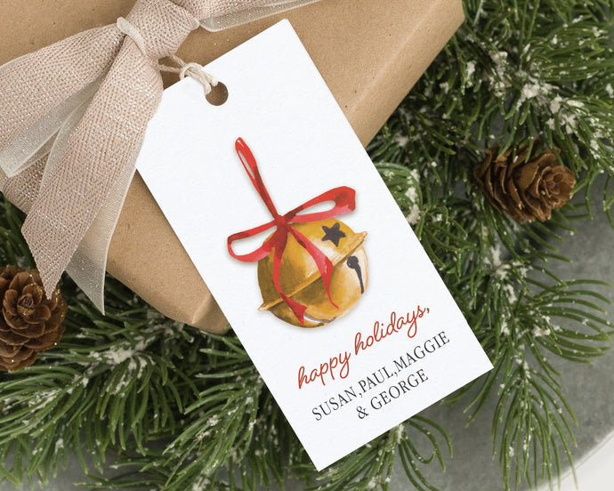 Personalized Gold Jingle Bell Gift Tags  | Personalized Christmas Gift Tags | Preppy Christmas Tags | Gift Tag