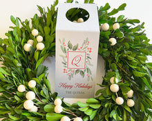 Winter Greens Initial Wine Tags | Personalized Christmas Wine Gift Tag |  Preppy Christmas Wine Tag | Christmas Custom Wine Tag