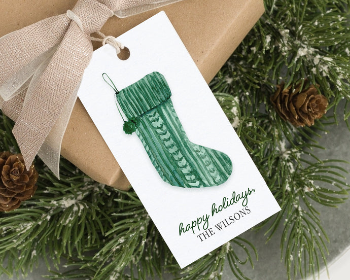 Personalized Green Stocking Gift Tags  | Personalized Christmas Gift Tags | Preppy Christmas Tags | Gift Tag