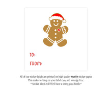 Ginger bread Man Sticker Label  | Preppy Christmas Party Favor Label | Sticker Favor |  Christmas  Favor Sticker | Ginger bread Man Label
